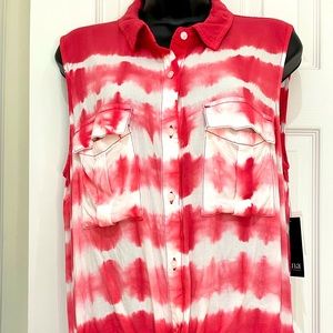 🆕 A.N.A. TIE-DYE, TIE-FRONT BLOUSE 🆕